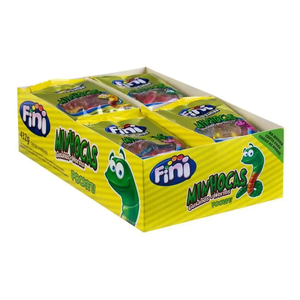 Balas Fini Gelatina 18g Minhocas Citricas