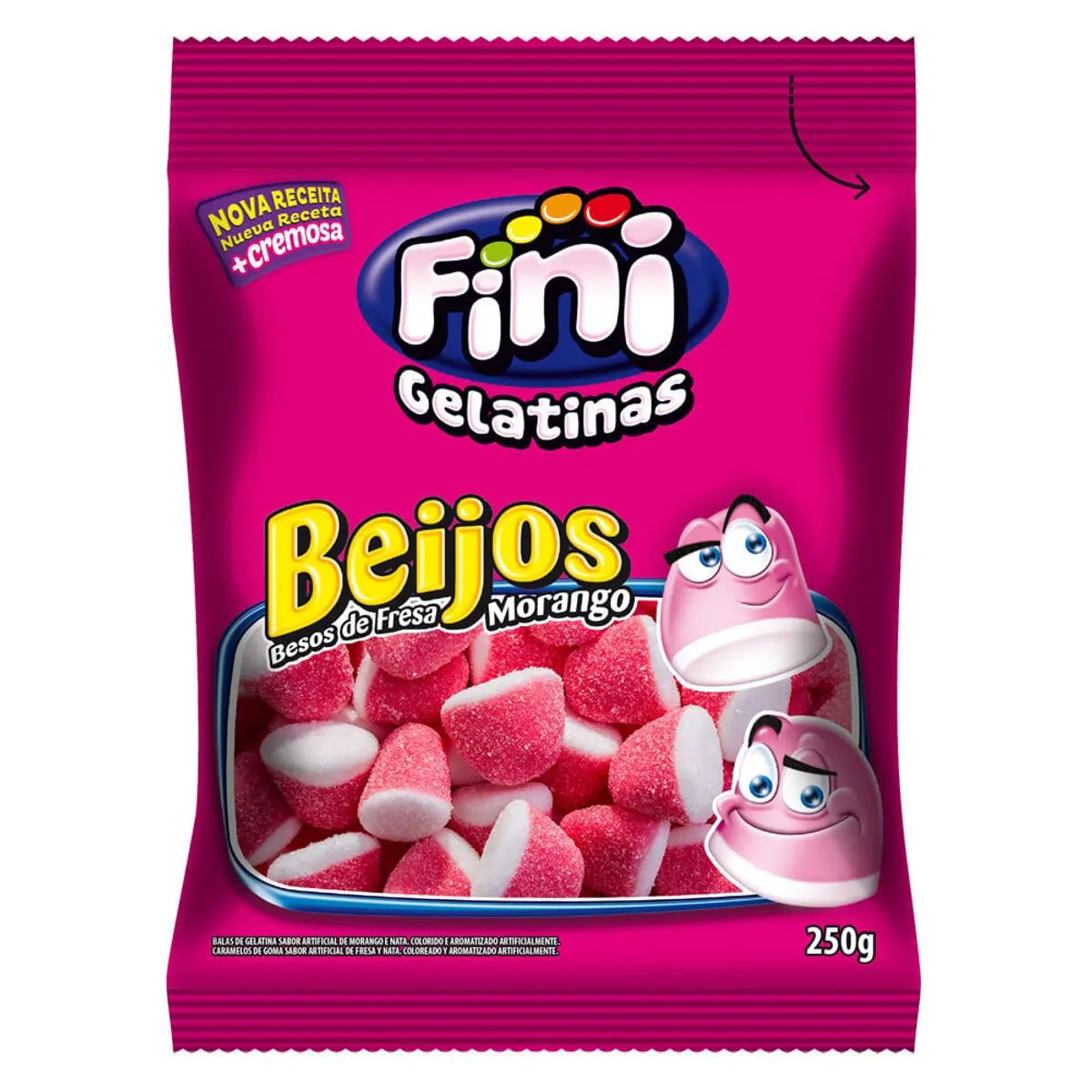 Bala de Gelatina Morango Fini Beijos 250g