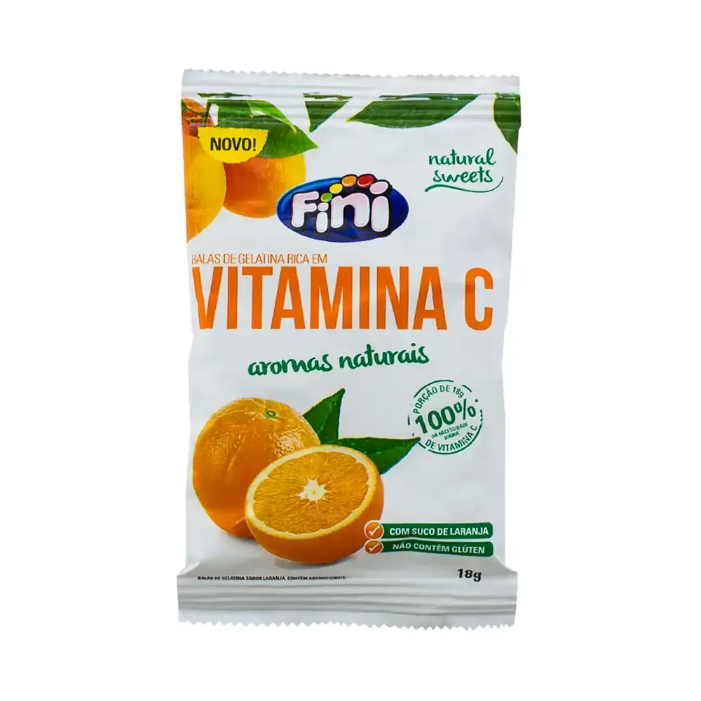 Bala De Gelatina Laranja Zero Açúcar Fini Pacote 18g