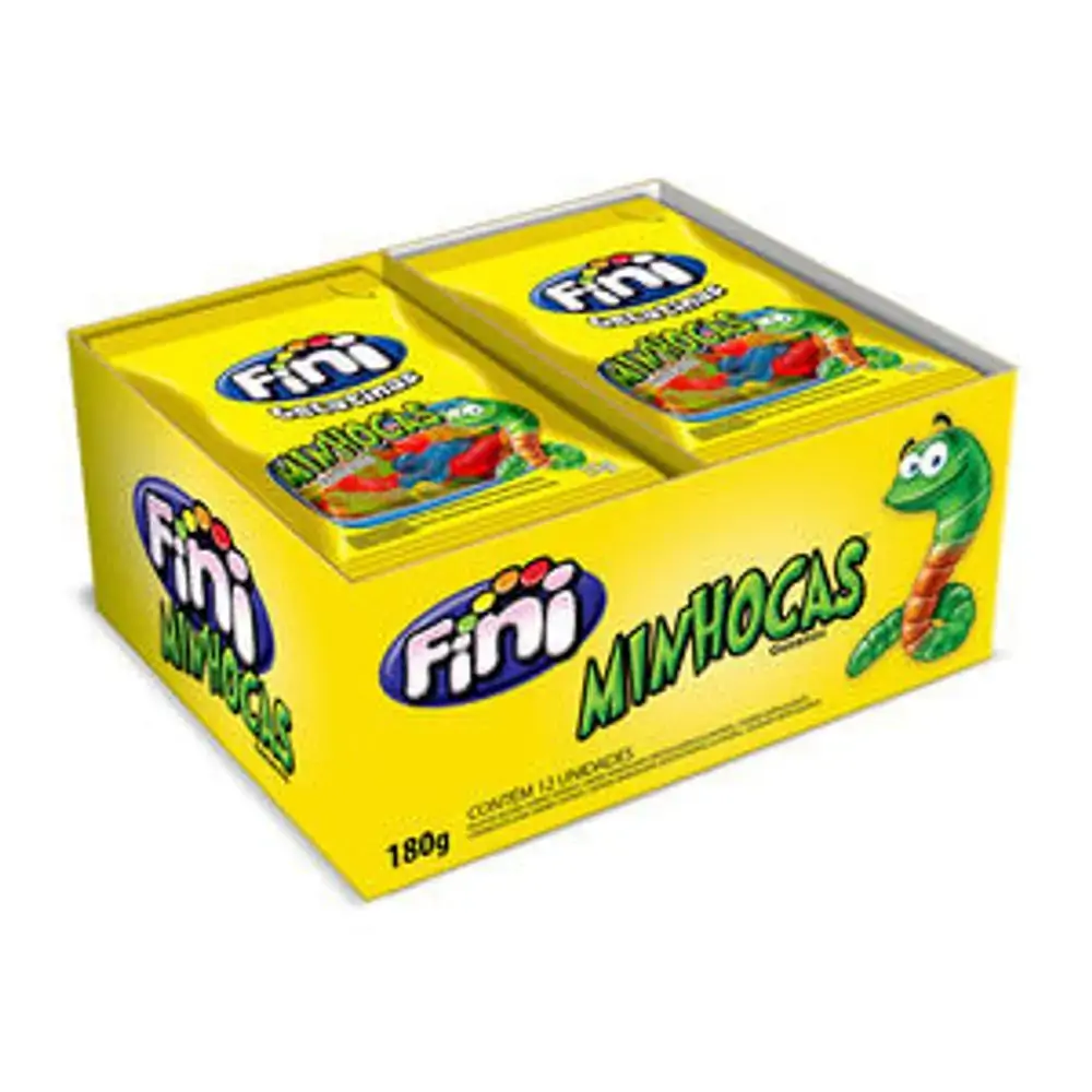 Balas Fini Gelatina 18g Minhocas Citricas