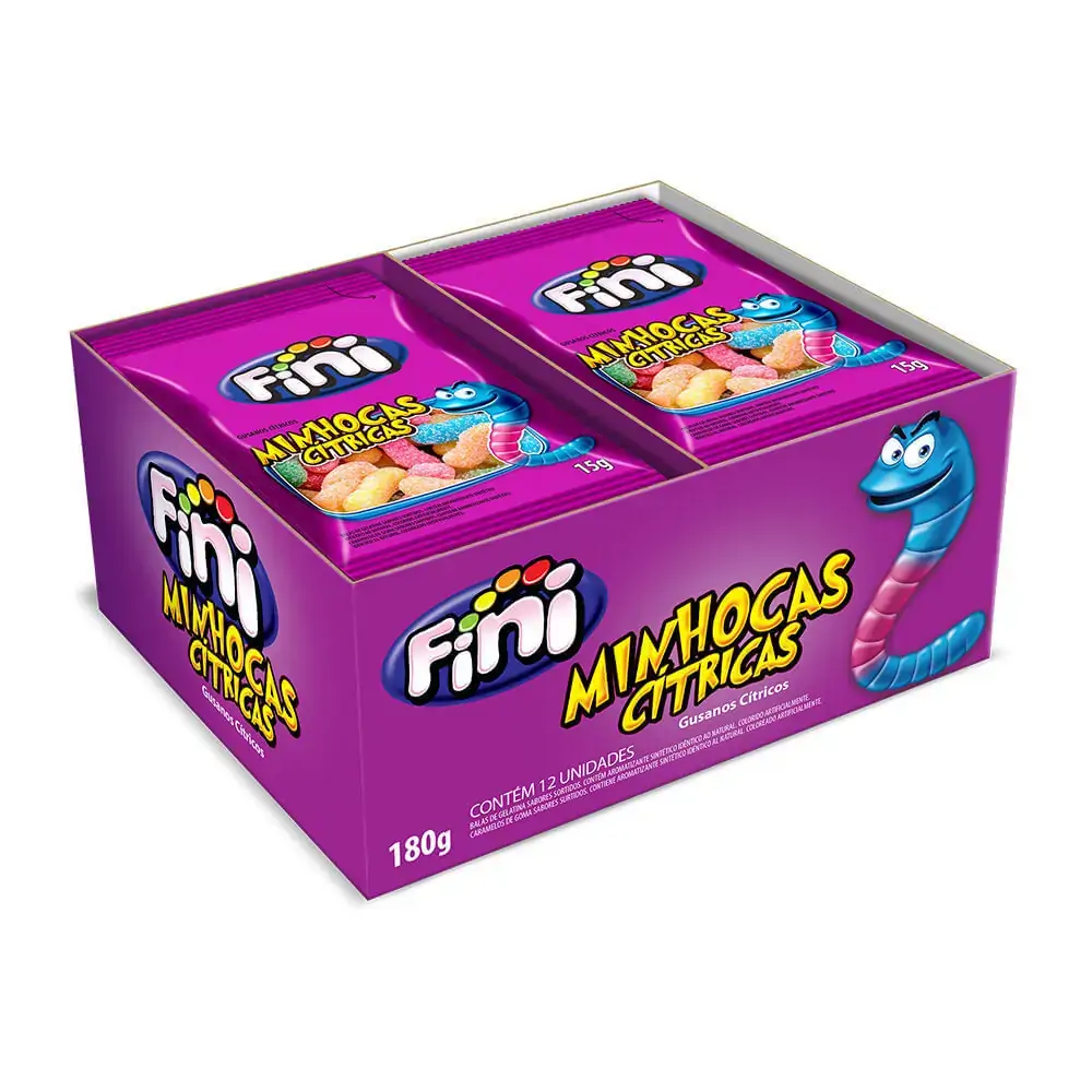 Bala Fini Gelat Minhoca Citrica 180g