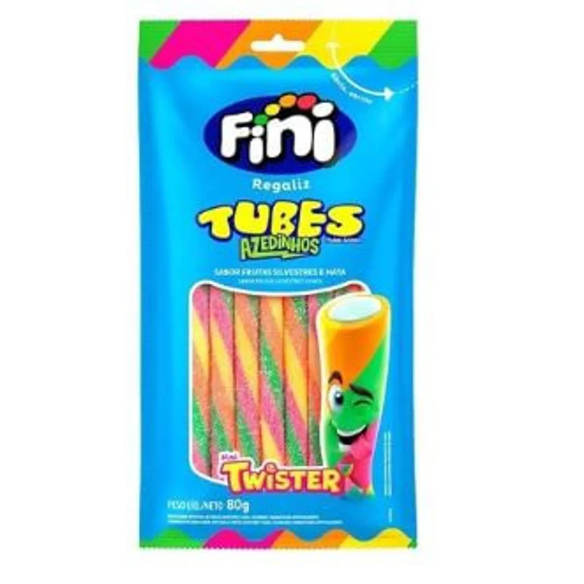 Bala Fini Tubes Twister Cítrico 80g