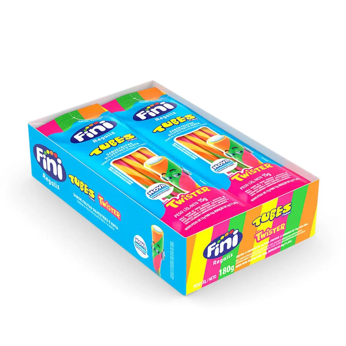 Bala Gelatina Tubes Twist Fini 17gr Fr Silvest/nat