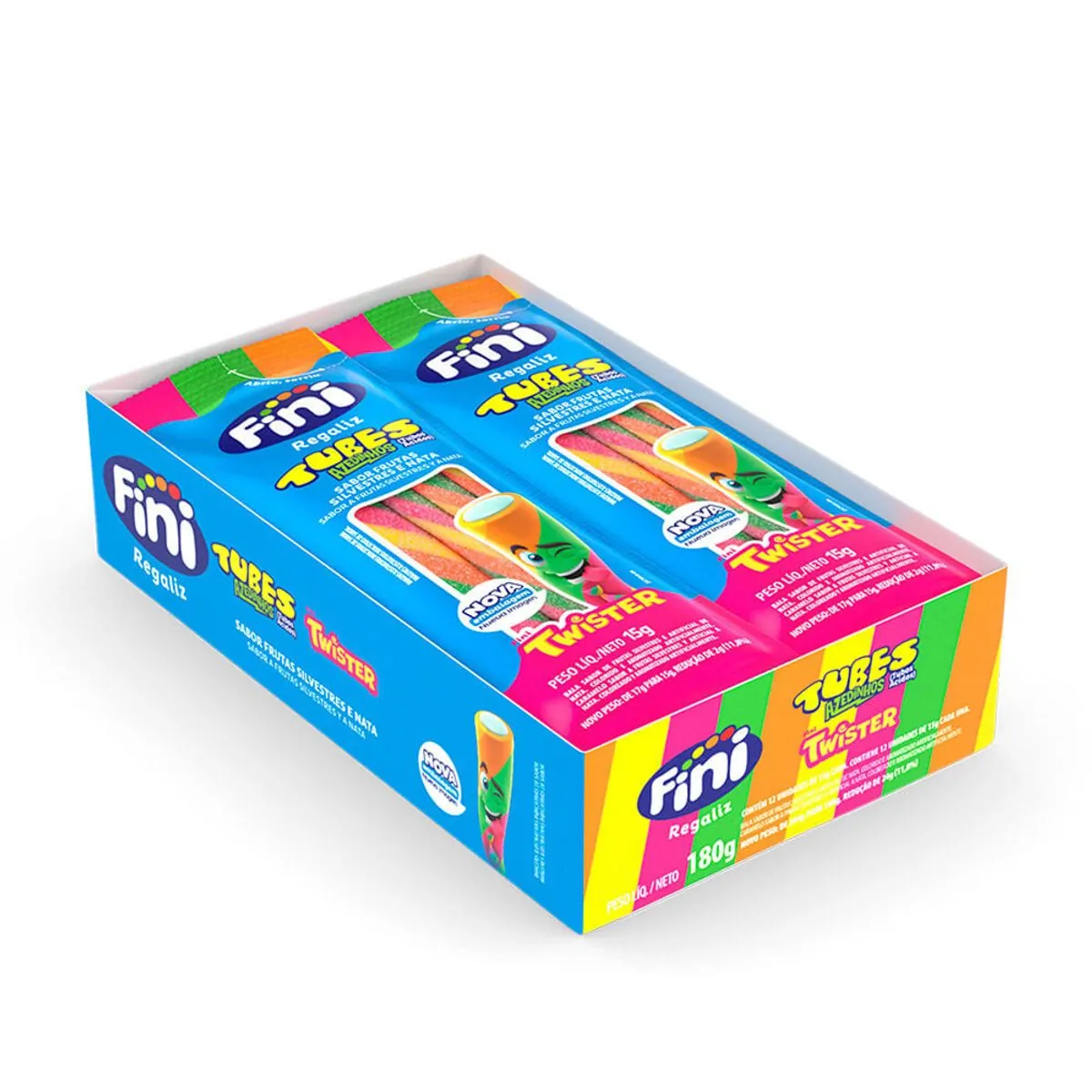 Bala Gelatina Tubes Fini 17gr Acido Twister