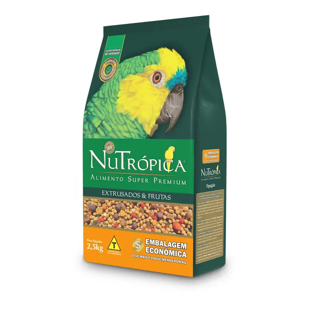 Ração Para Papagaio Com Frutas Nutrópica 2,5 Kg