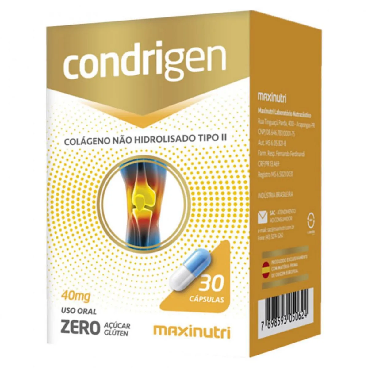 Condrigen (Colágeno Tipo II) 40mg 30 cápsulas - MaxiNutri