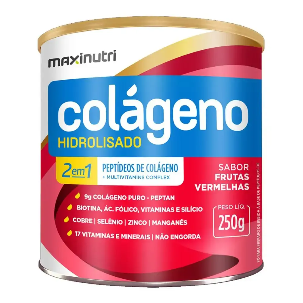 Colágeno Hidrolisado 2 em 1 250gr - MaxiNutri - Frutas Vermelhas