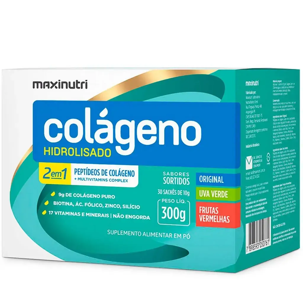Colágeno Hidrolisado 2 em 1 c/ 30 sachês - MaxiNutri - Sortido