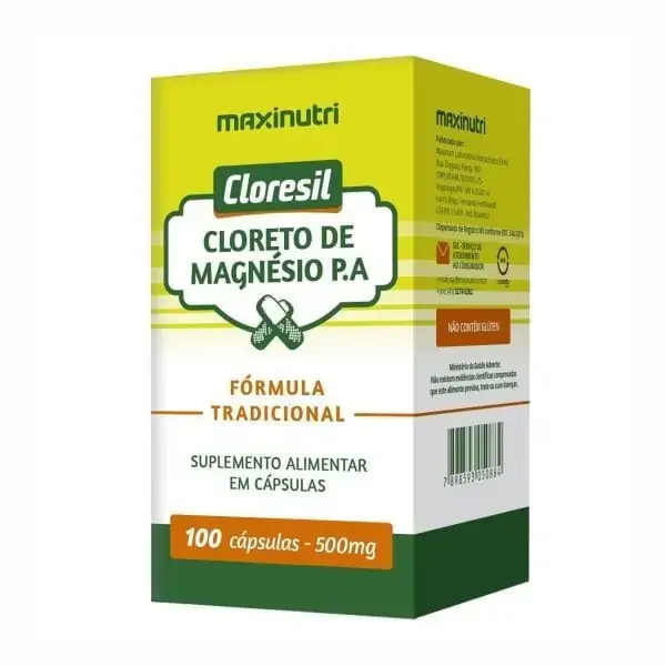 Cloresil Cloreto de Magnésio P.A. 500mg 100 Cápsulas - Maxinutri