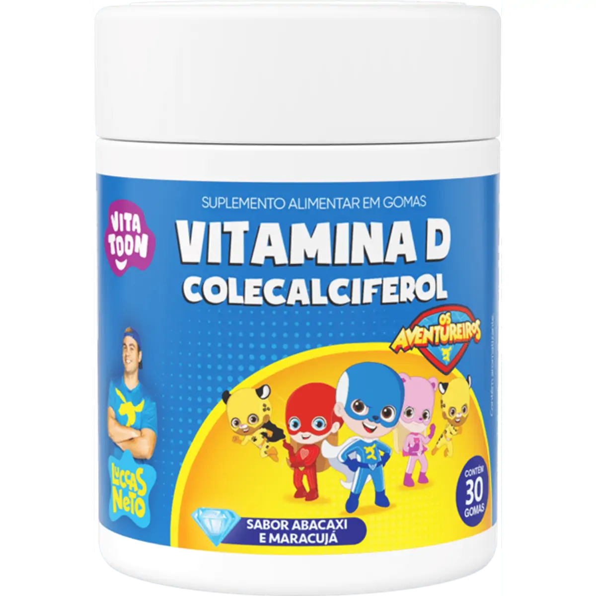 Vitamina D Abacaxi E Maracujá Os Aventureiros Luccas Neto Vitatoon Caixa 30 Gomas