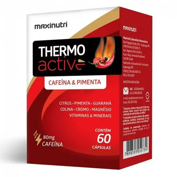 Thermo Active Cafeína & Pimenta 60 cápsulas Maxinutri