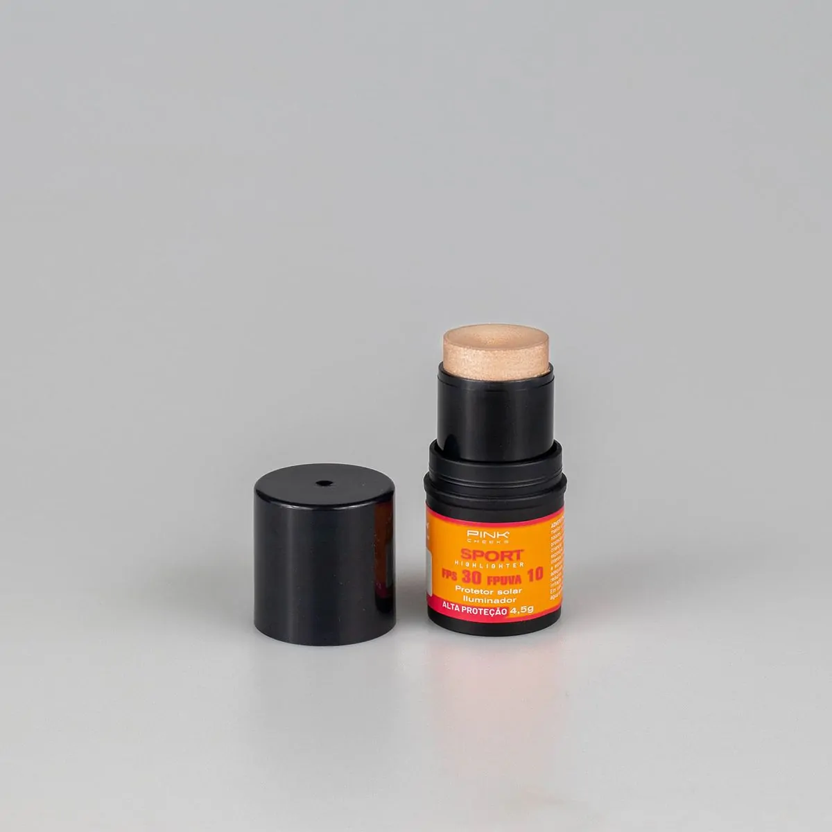 Iluminador em Bastão Cremoso com Protetor Solar Luminoso Pink Cheeks Iluminador FPS 30 FPUVA 10 Cham
