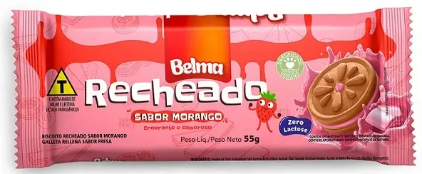 Bisc.belma Recheado Morango 55g