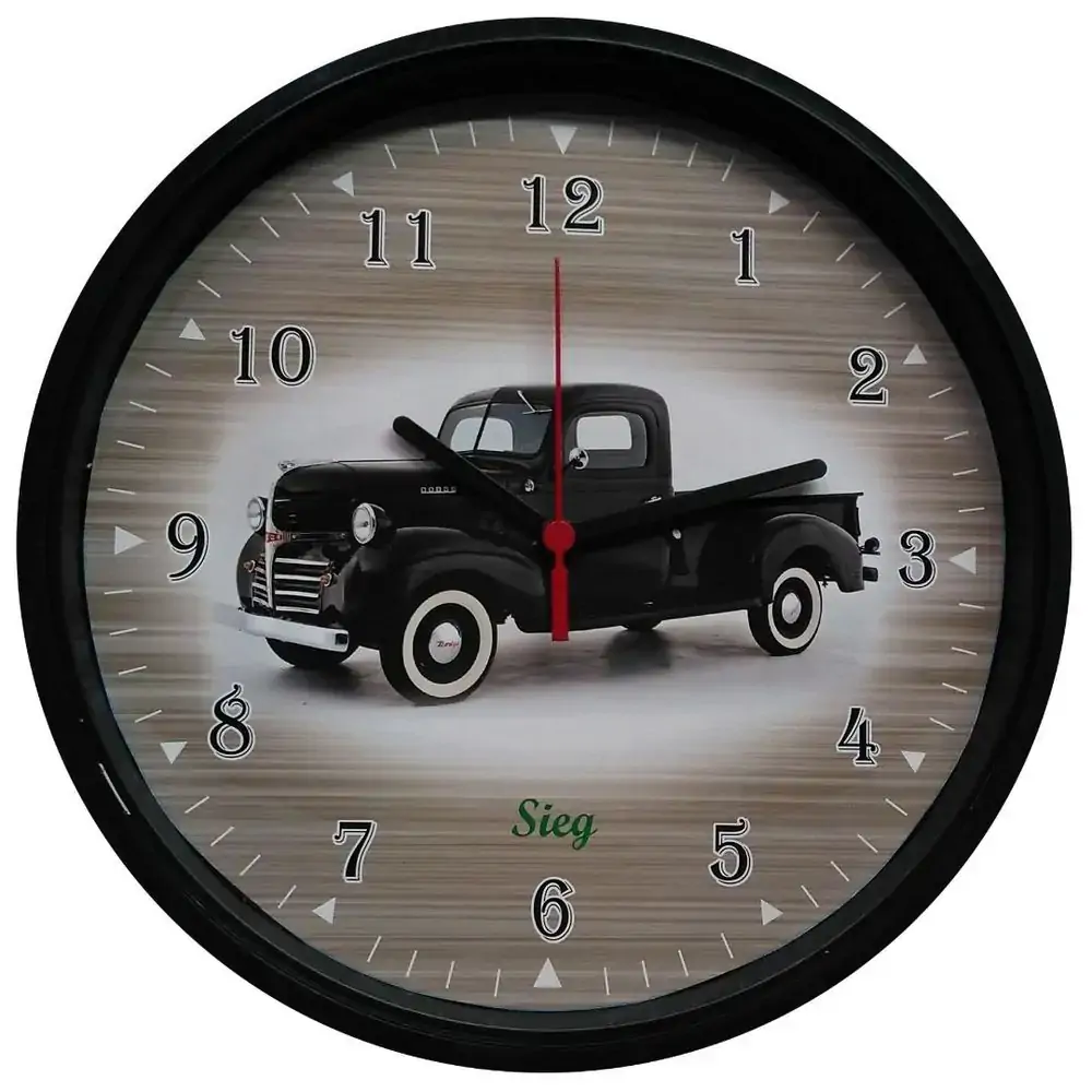 Relogio Redondo Preto Fundo Carro F49 28cm