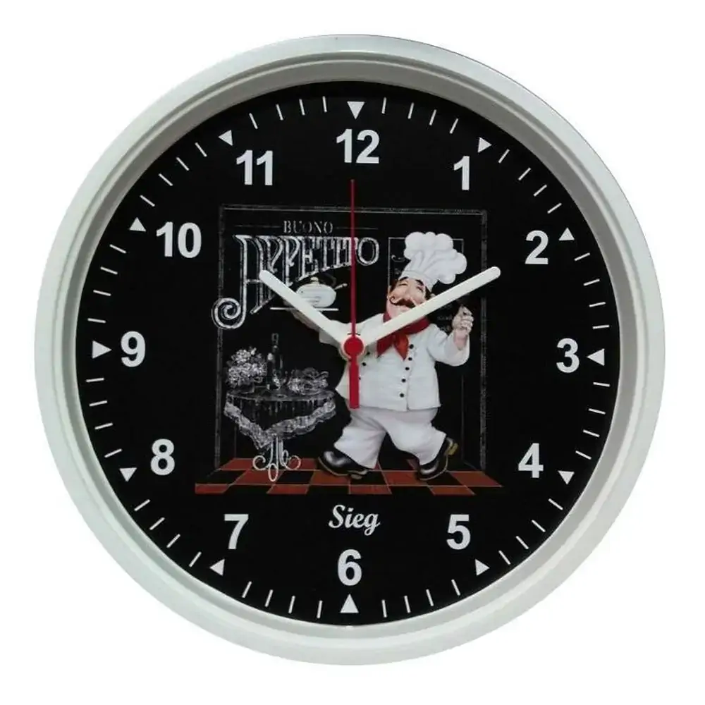 Relogio Redondo Branco Fundo Cozinheiro 28cm