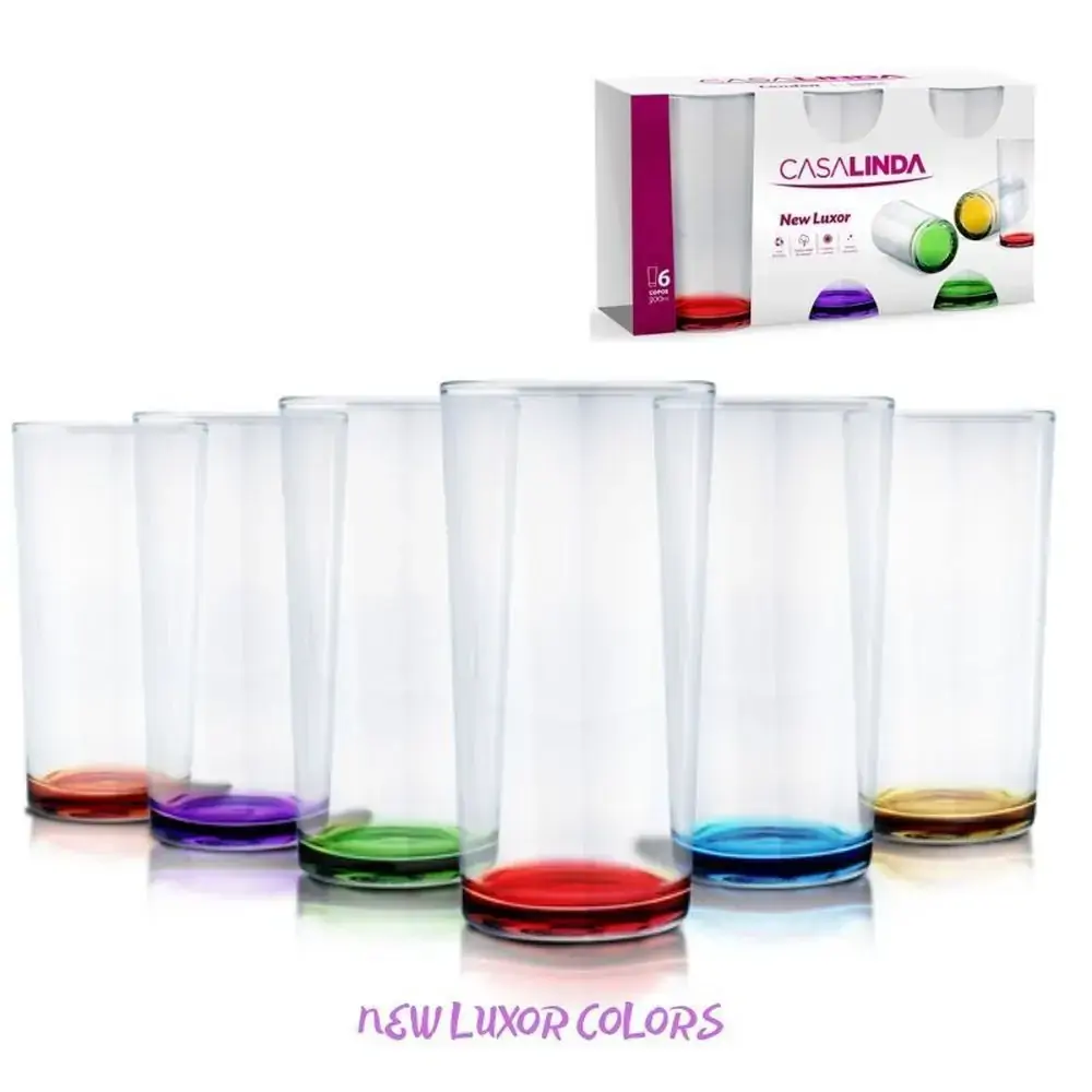 Conjunto. Copo Miakasa Luxor Fundo Colorido C/6