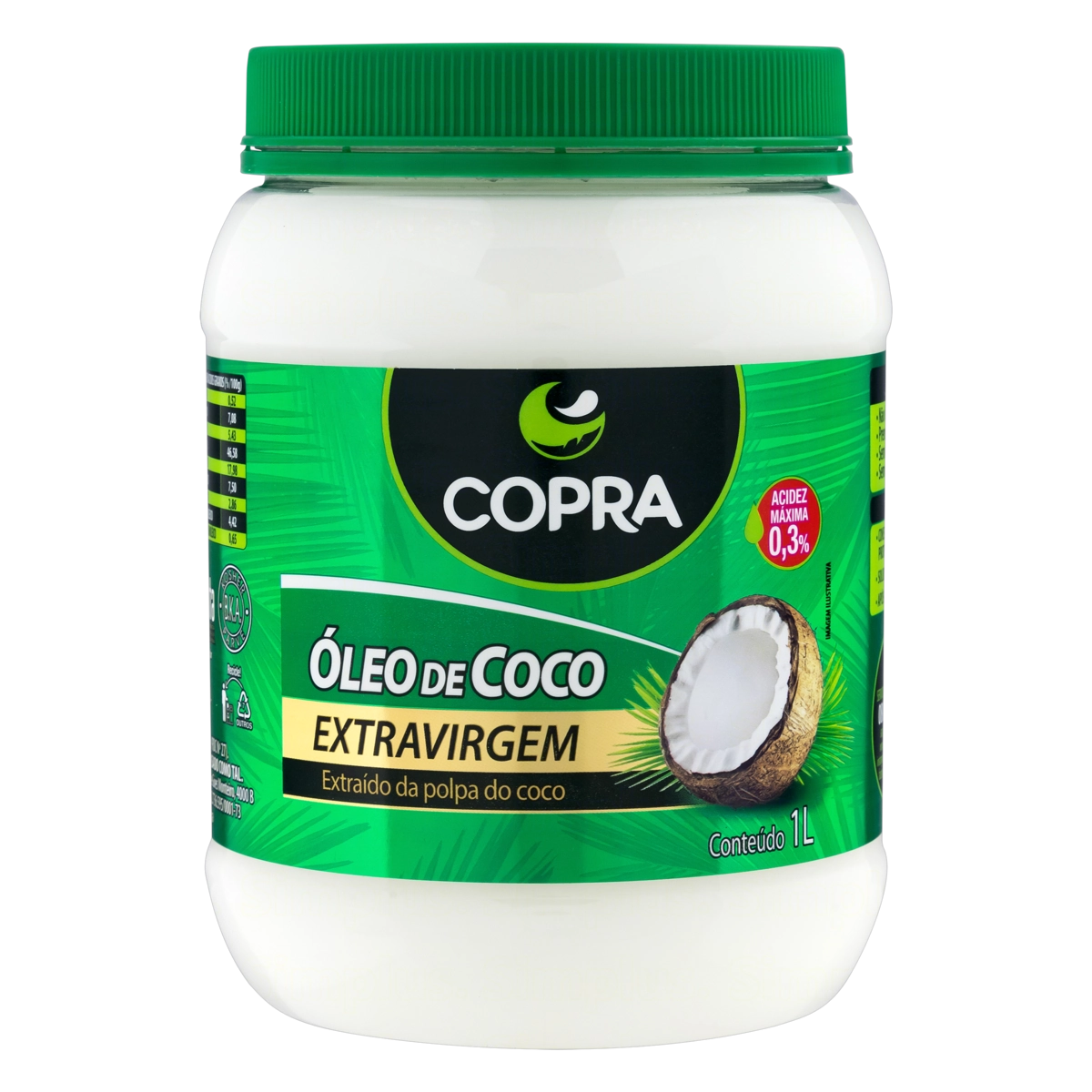 óleo De Coco Extra Virgem Copra Pote 1l