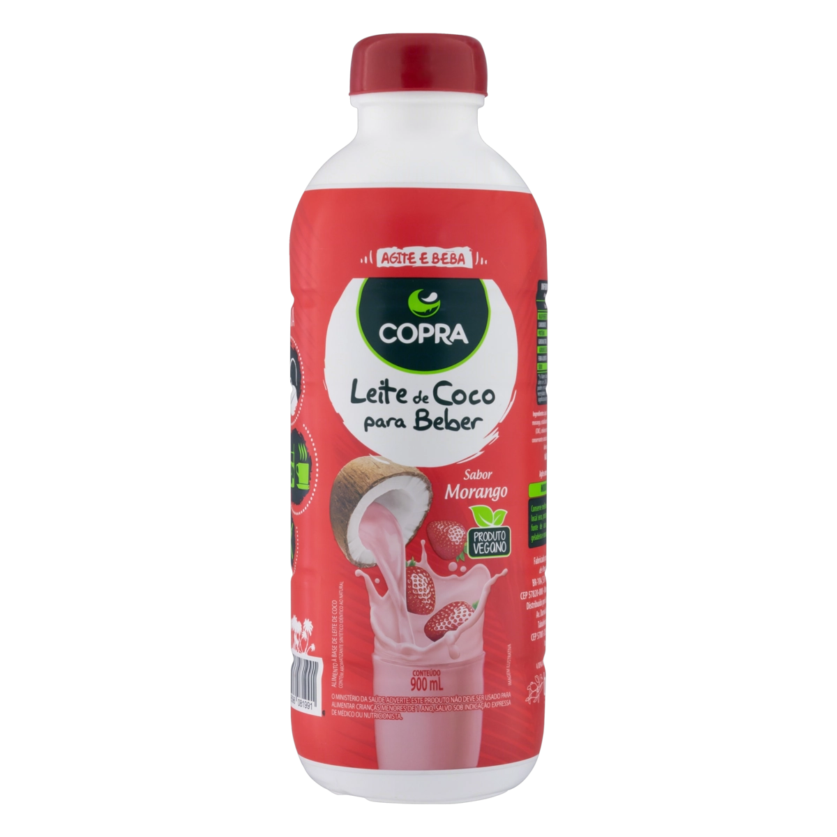 Bebida à Base De Leite De Coco Morango Copra Frasco 900ml