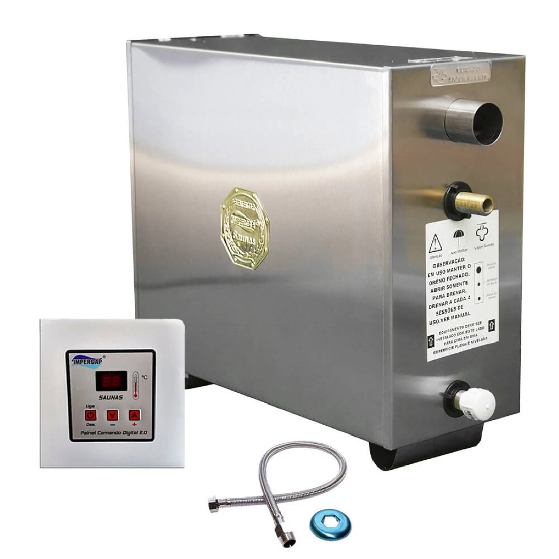 Sauna Vapor Elétrica 15kw Inox - Comando Digital Impercap - 24m³ - 380v Trifásico (encomenda)