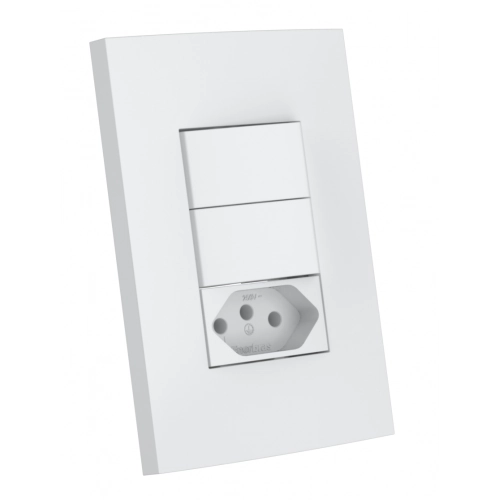 Cj Interruptor Duplo Simples + Tomada 10a - Enerbras Dubai - 5428-esn