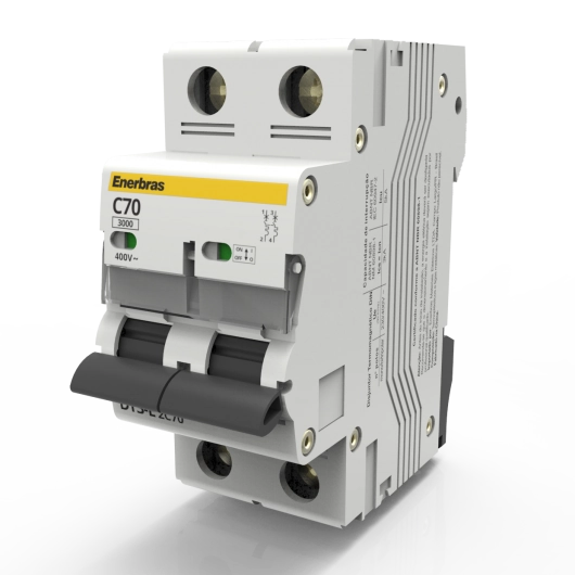 Disjuntor Bipolar Curva C 70a Din - Enerbras Dt3-e2c70