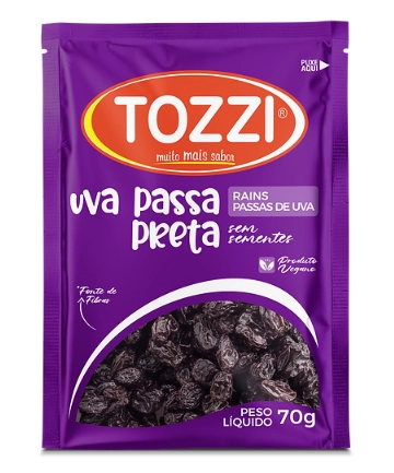 Uva Passa Tozzi Preta Sem Sement.24x70gr
