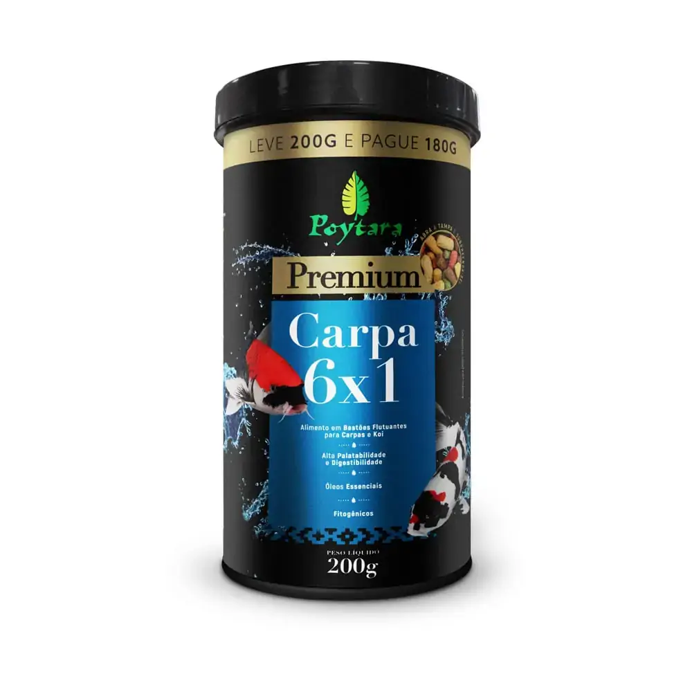 Ração Para Peixes Carpa Mix 6x1 Poytara 200g