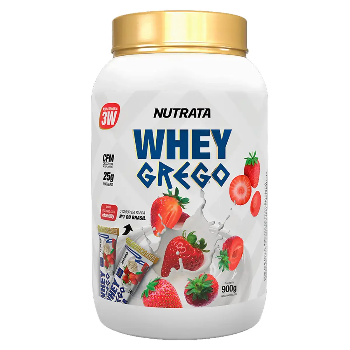Whey Grego Morango com Chantilly 900g- Nutrata