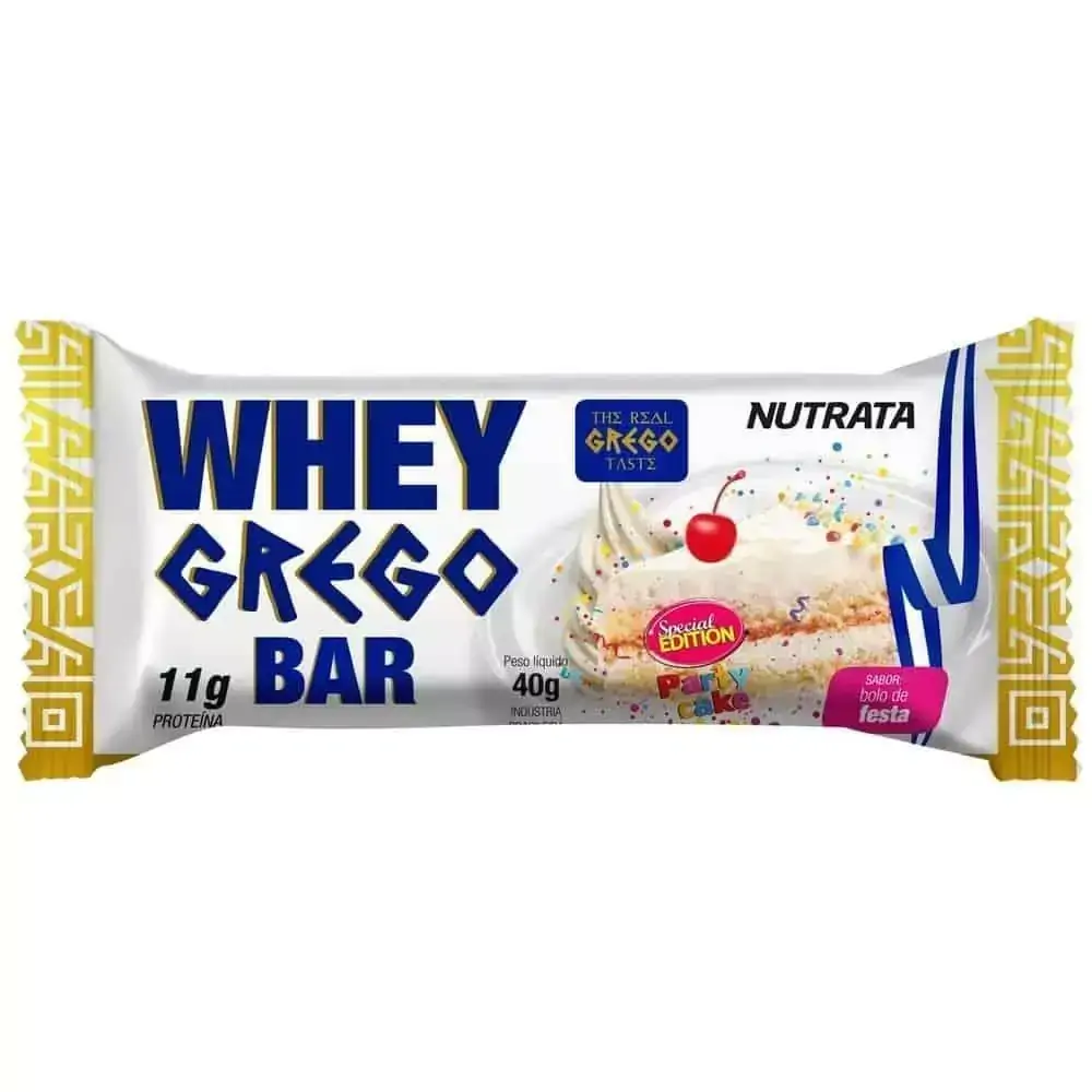 Barra de Proteína Whey Grego Bolo de Festa Nutrata 40g