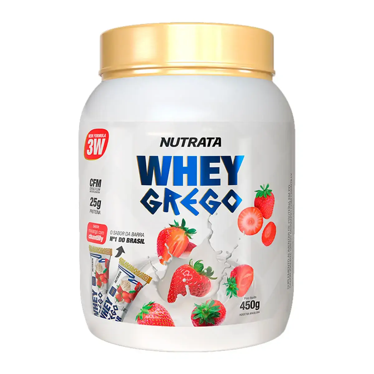 Whey Grego - 450g Morango Com Chantilly - Nutrata