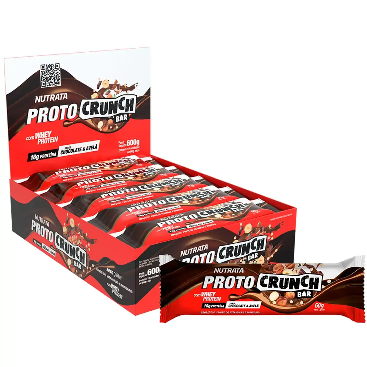 Proto Crunch Chocolate & Avela Display C/ 10 Barras de 60Gr