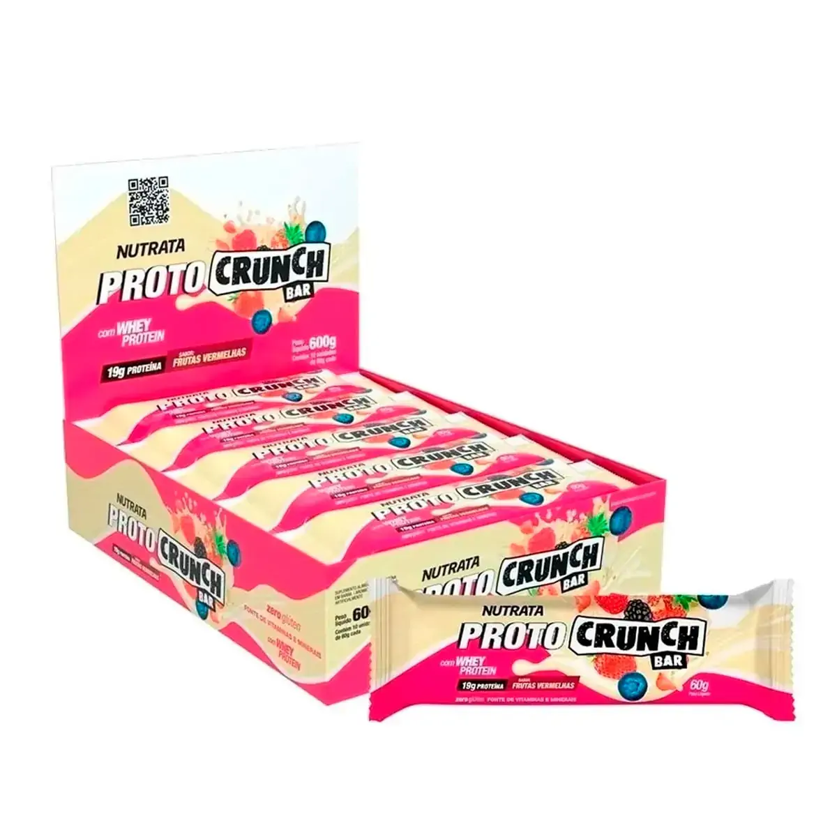 Proto Crunch Frutas Vermelhas Display C/ 10 Barras de 60Gr