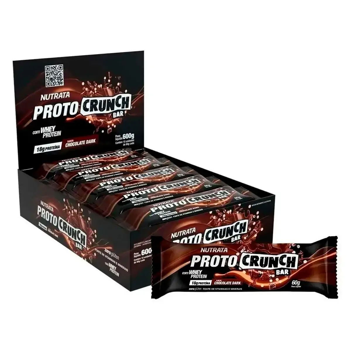 Proto Crunch Chocolate Dark Display C/ 10 Barras De 60Gr