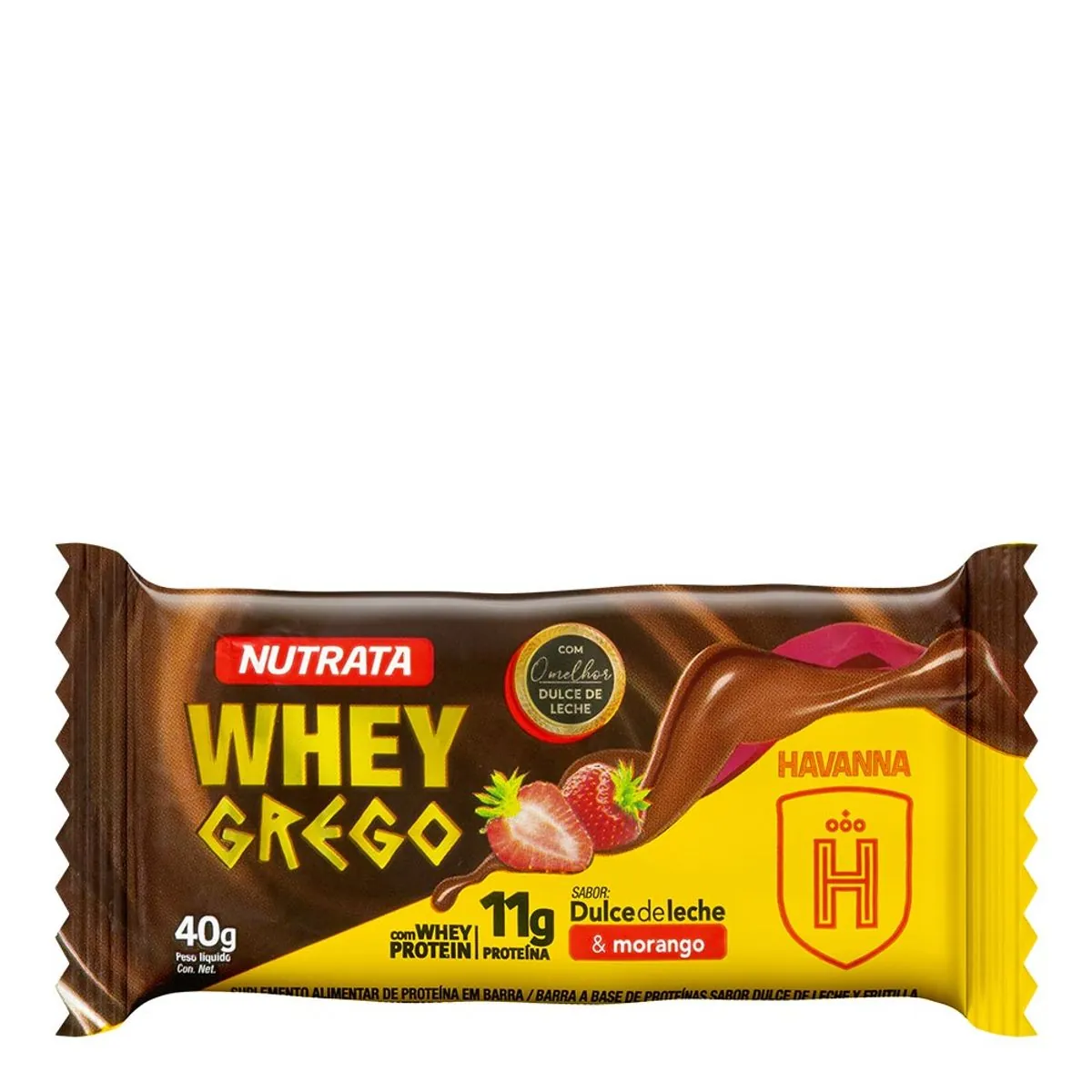Barra De Proteína Nutrata Whey Grego Dulce De Leche Havanna & Morango 40g