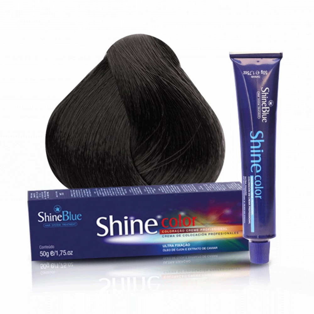 Coloracao Individual Permanente Shine Blue 3.0 Castanho Escuro 50g