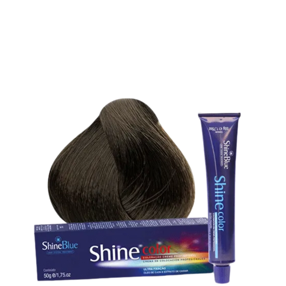 Coloracao Individual Permanente Shine Blue 6.1 Louro Escuro Acinzentado 50g