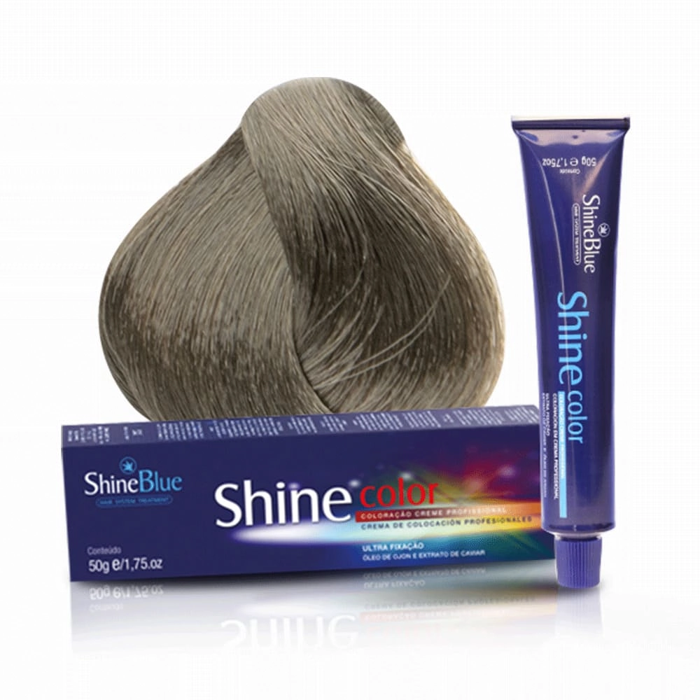 Coloracao Individual Permanente Shine Blue 10.1 Louro Clarissimo Acinzentado 50g
