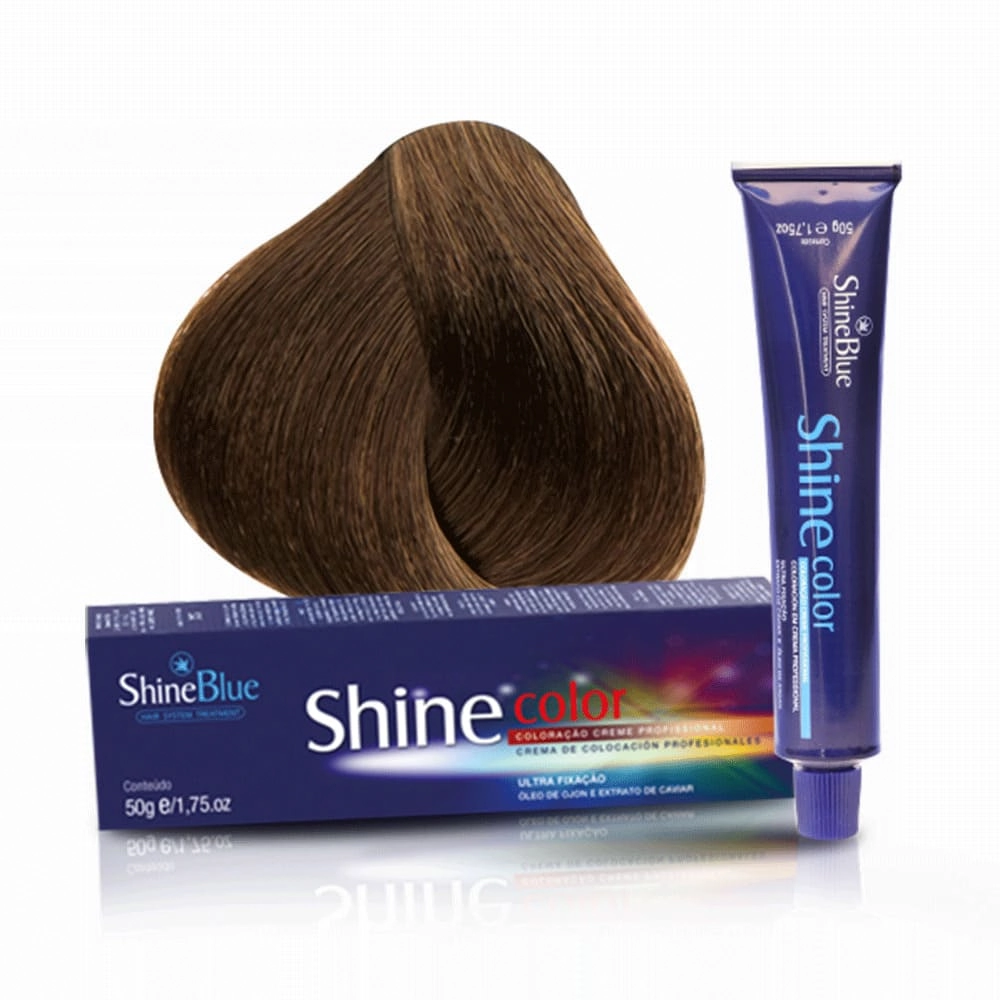 Coloracao Individual Permanente Shine Blue 7.3 Louro Medio Dourado 50g