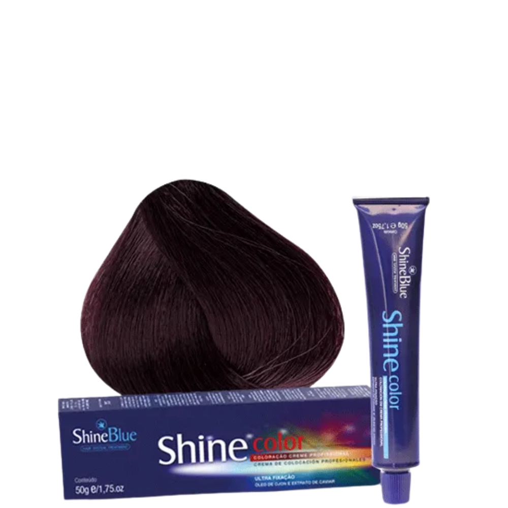 Coloracao Individual Permanente Shine Blue 33.66 Castanho Escuro Vermelho Intenso 50g