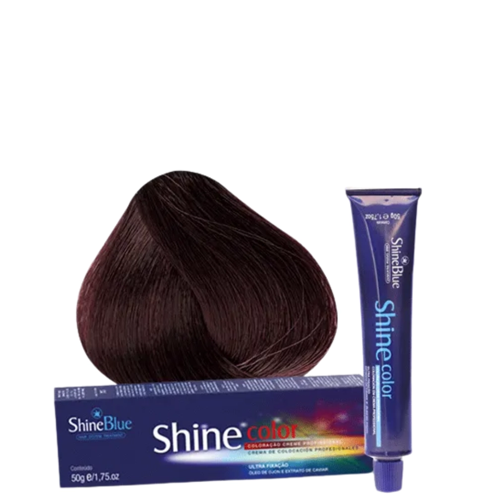 Coloracao Individual Permanente Shine Blue 44.66 Castanho Medio Vermelho Intenso Esp. 50g