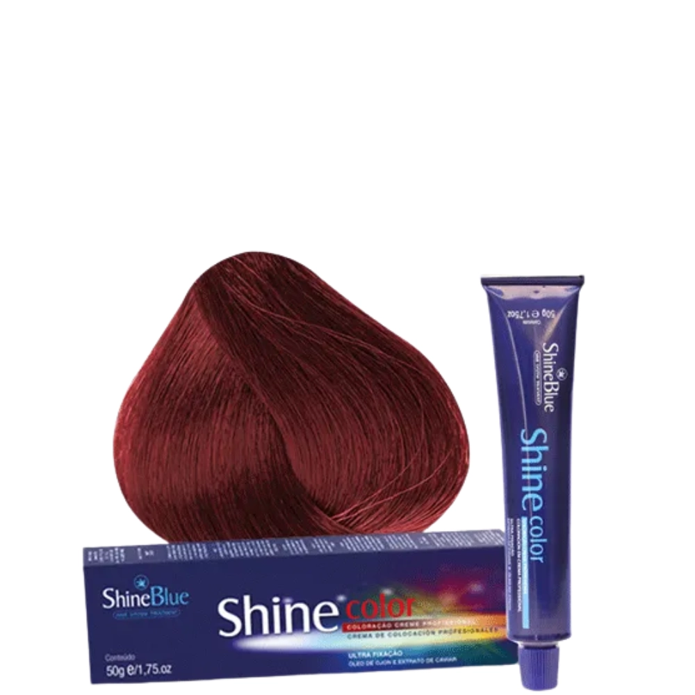 Coloracao Individual Permanente Shine Blue 66.66 Louro Escuro Vermelho Intenso Esp. 50g