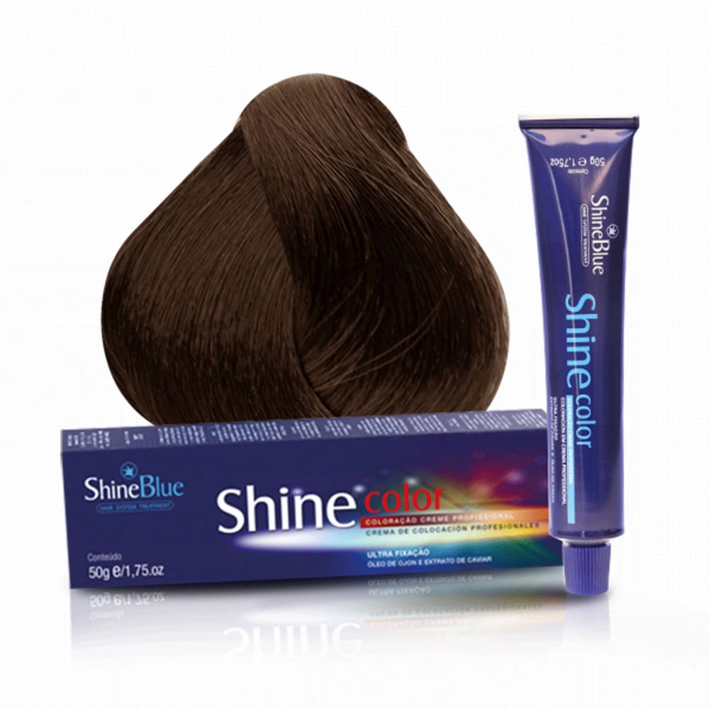 Coloracao Individual Permanente Shine Blue 6.77 Louro Escuro Marrom Intenso 50g