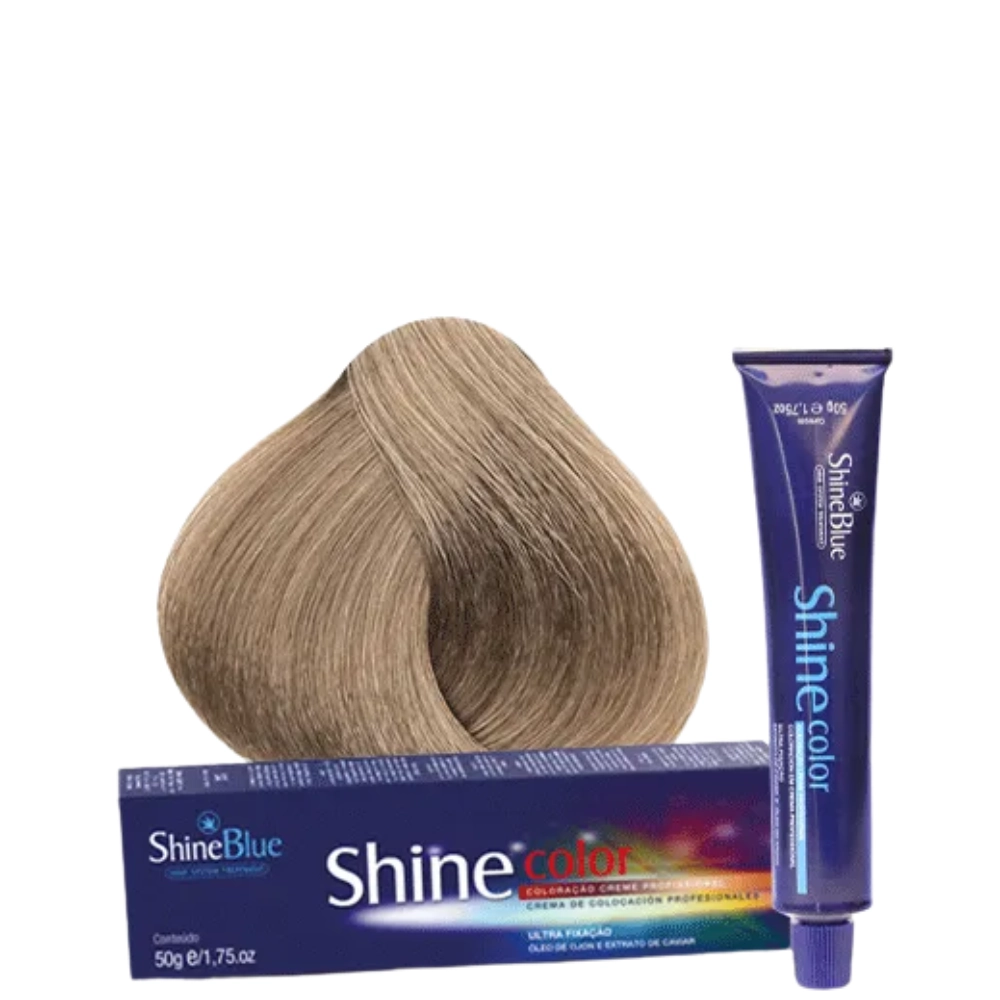 Coloracao Individual Permanente Shine Blue 12.1 Louro Ultra Claro Acinzentado 50g