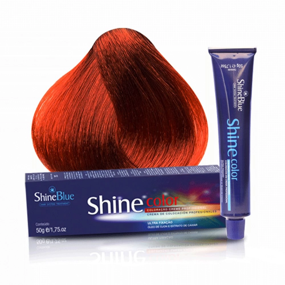 Coloracao Individual Permanente Shine Blue 8.34 Louro Claro Dourado Acobreado 50g