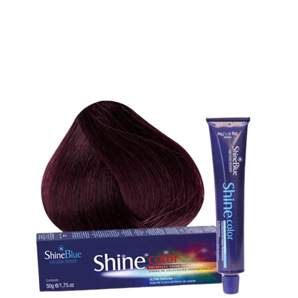Coloracao Individual Permanente Shine Blue 5.20 Castanho Claro Irisado Intenso 50g
