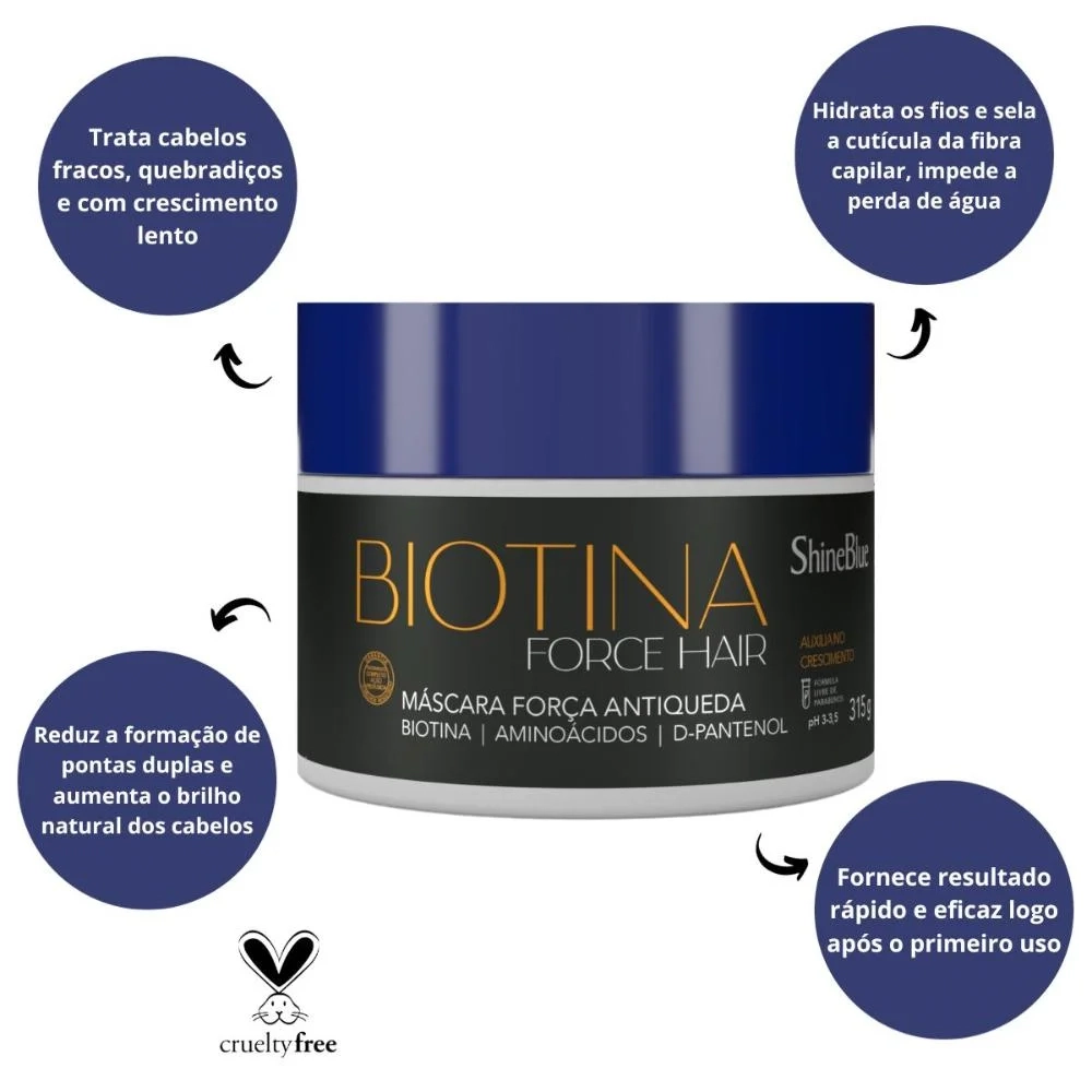 Mascara Shine Blue Biotina Force Hair 315 G