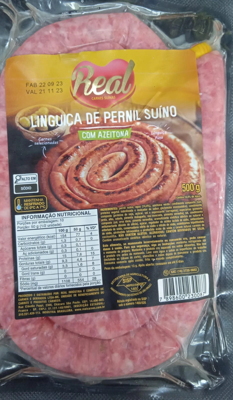Ling Real Fina Pernil Pct 500gr Com Azeitona