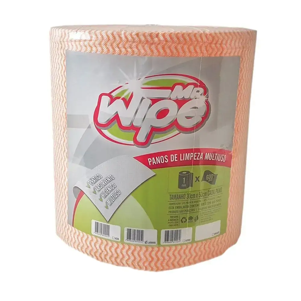 Mr Wipe Laranja 30cm X 50cm Rolo 300m Com 6