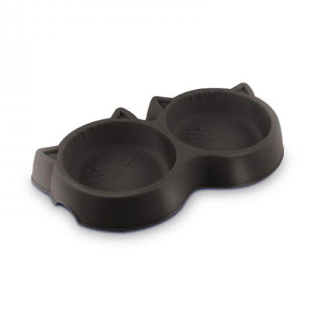 Comedouro Duplo Gato Luxo Preto