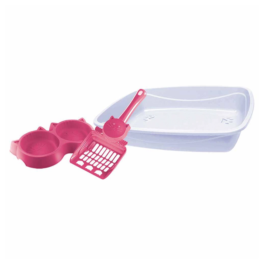 Kit Gato Luxo 3x1 Pet Injet Bco / Rosa
